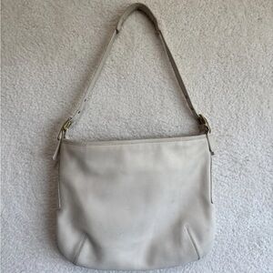 Vintage Coach Ivory & Gold Leather Shoulder Bag K0D-9213 *PROJECT PIECE*